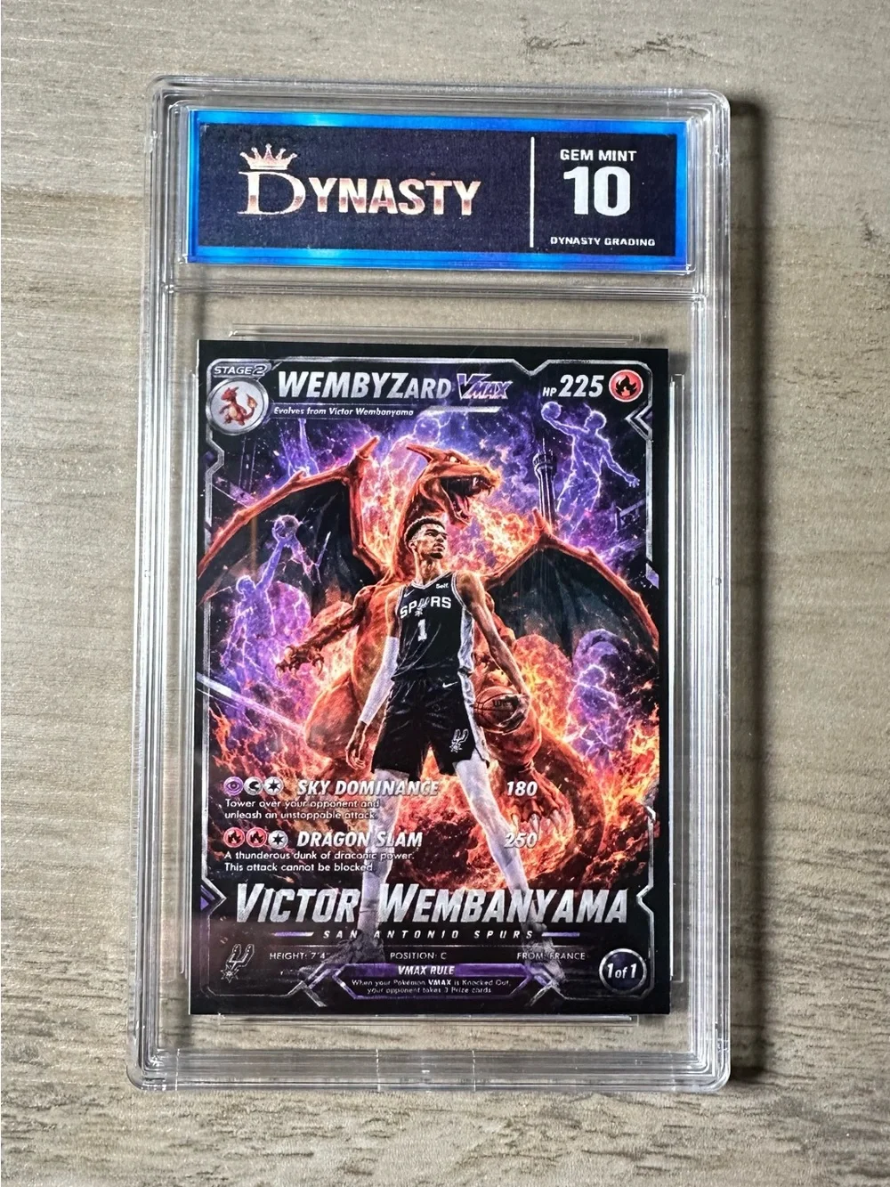 Victor Wembanyama “Wembyzard” 2025 Pokemon Gem Mint 10 Novelty Card. Charizard.